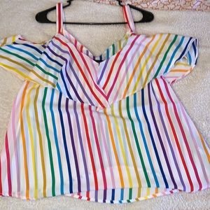 Multi colored off the shoulder top